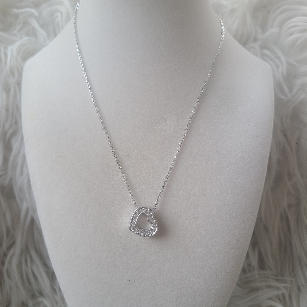 Swarovski Silver Toned Heart Pendant Necklace- Excellent Condition